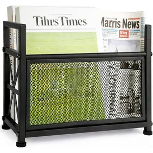 Black Magazine Holder, Magazine File Holder, Magazine Rack Magazine Basket, Magazine Stand for Letters, Magazines, Books, Newspapers, Folder Organizer Bin for Books