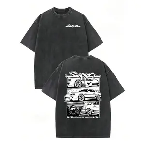 Supra Japanese Legend JDM Car Double‑Sided Graphic T‑Shirt – Vintage Washed Oversized Tee, Unisex Summer Casual Shirt, Perfect JDM Car Enthusiast Gift