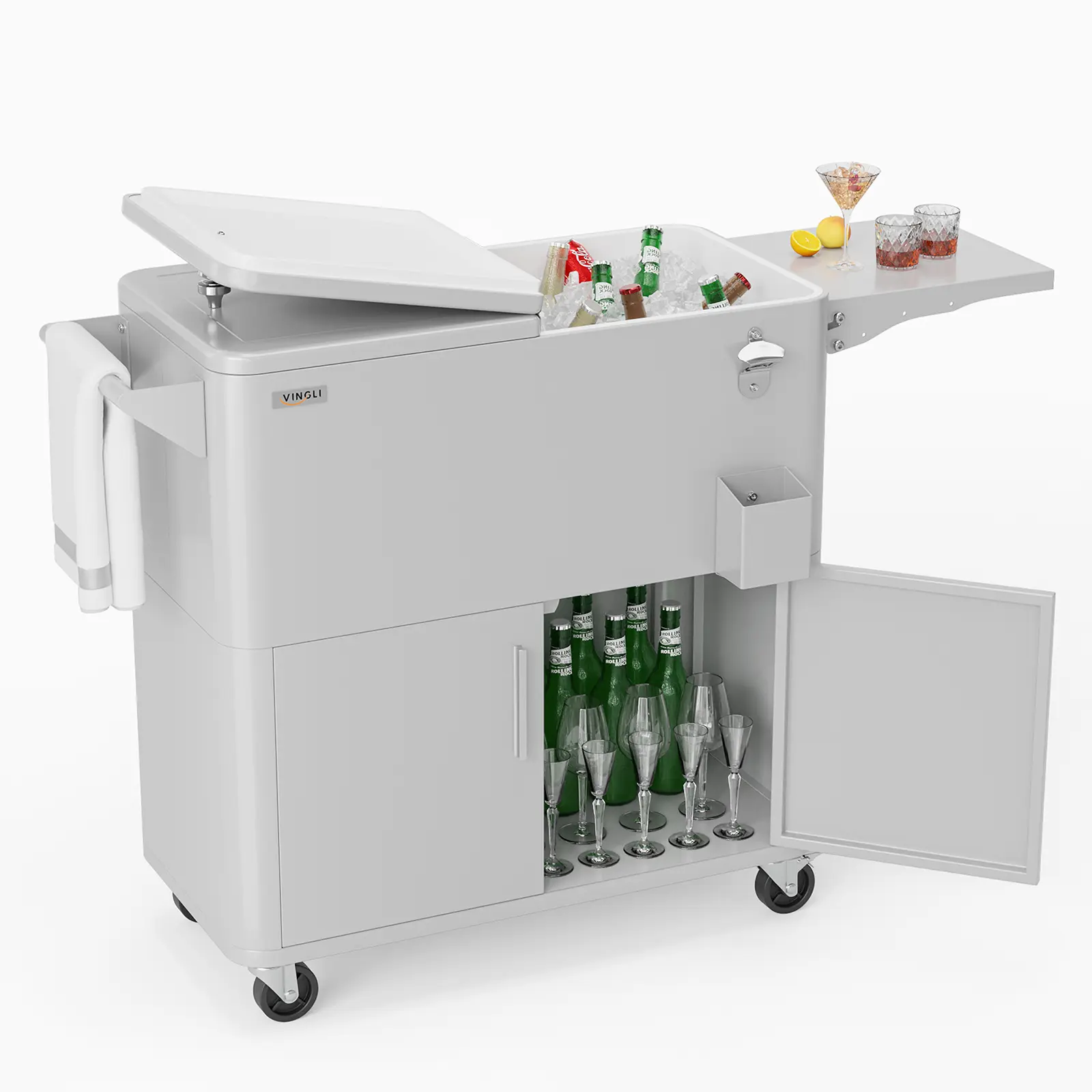 80 Quart Heavy Duty Cooler Cart with Wheels Portable Outdoor Rolling Ice Chest for Camping Beach Picnic