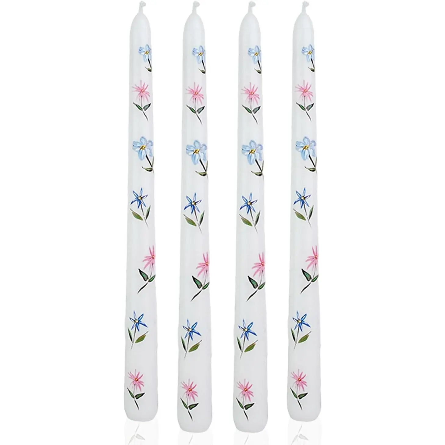 White Taper Candle 10 Inch Candlesticks Unscented Dripless Flower Tapered Candle Set for  Decor Wedding Party Dinner Candles, 4 Pack