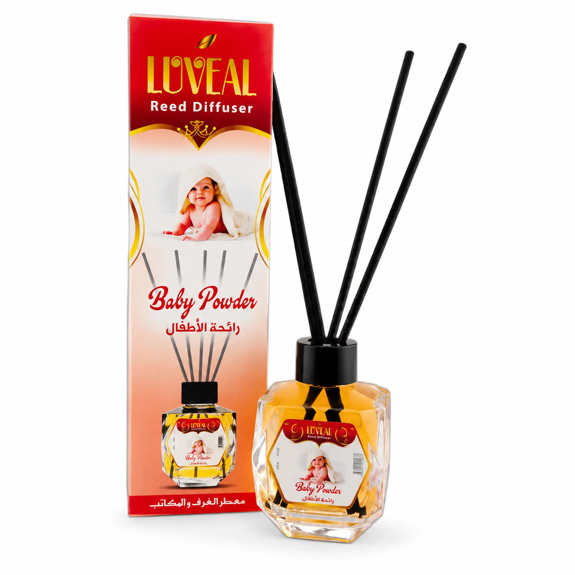 LUVEAL Baby Powder Reed Diffuser, Clean Starch And White Musk Scent, 120 mL