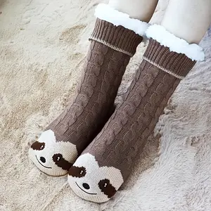 1 Pair Winter Warm Twist Sloth Fleece Socks for Teenager & Teenager - Thick, Non-Slip, Fuzzy, Animal Print, Machine Washable, Perfect Christmas Gift for Wife, Grandma, For Teenager, Winter Warmth, Cozy Socks, Soft Fabric, Warm Socks, Cozy Wear