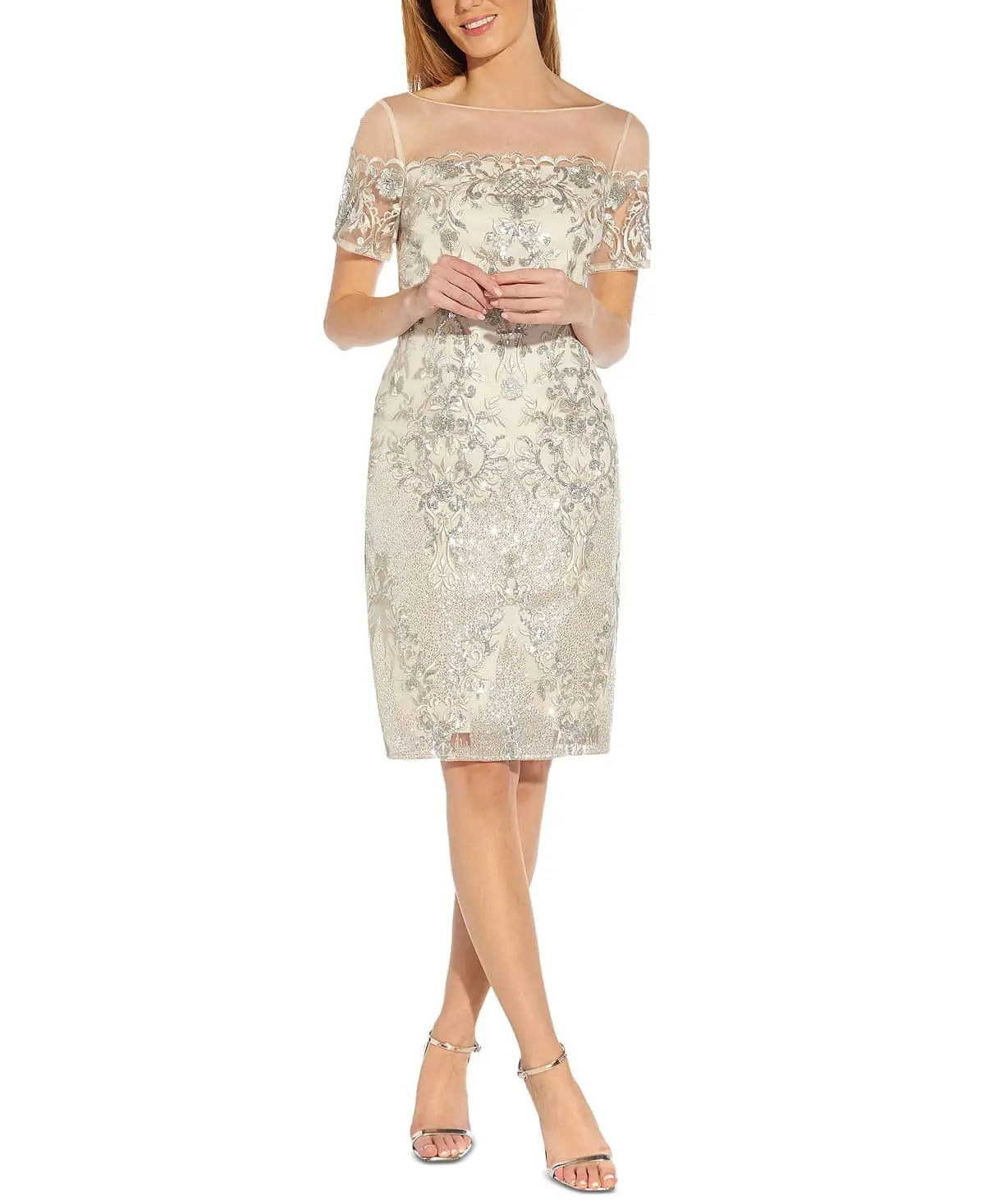Adrianna Papell Women's Alabaster Embellished Sheath Dress - TikTok Shop Adrianna Papell Women's Alabaster Embellished Sheath Dress - TikTok Shop