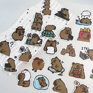 Cartoon Capybara Pattern Sticker, 62pcs/set Cute Cartoon Animal Decals, Decorative Sticker for Laptop, Water Bottle, Skateboard, Book, Scrapbook