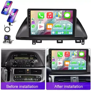 2+64G Android 15 Car Stereo Compatible for Honda Odyssey 2005-2010 with Carplay Android Auto GPS Navigation 10in Car Radio Player with WiFi Bluetooth FM/RDS DSP DAB+ SWC Mirror Link Split Screen + AHD Backup Camera Microphone