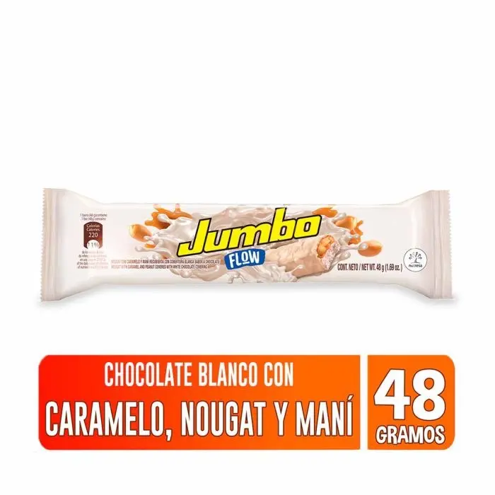 Jumbo Flow White Chocolate with Caramel Nougat and Peanut 48g - Rich Creamy Flavor Jumbo Flow White Chocolate with Caramel Nougat and Peanut 48g - Rich Creamy Flavor