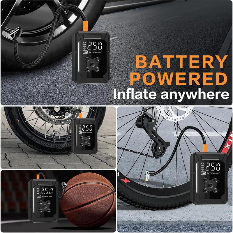 Portable Car Air Compressor, Car Tire Inflator with 4 Nozzles, 150PSI Electric Inflator with Digital LCD Display, Air Pump for Cars, Bicycles, Scooters, Motorcycles, Balls, A Christmas Gift for Dad
