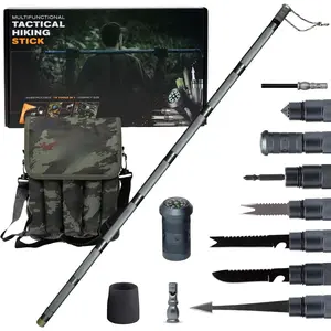 15-in-1 Tactical Survival Walking Stick & Hiking Staff – Heavy-Duty Collapsible Multitool for Camping, Hiking & Outdoor Survival Gear (8 Tubes, Premium Build)