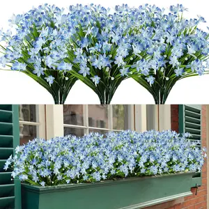 10 Bundles Artificial Daffodils Flowers, Lifelike Fake Greenery UV Resistant No Fade, Decorative Flowers Faux Plastic Plants for Weddings, Indoors & Outdoors, Artificial Flower Decoration, Elegant Artificial Plants