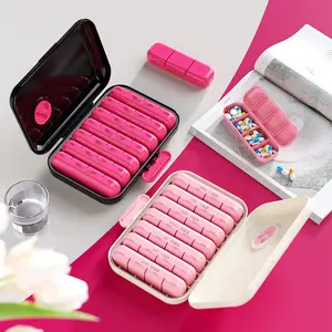 7-day Pill Storage Box, 1 Count Portable Large Capacity Pill Organizer, Daily Pill Storage Box for Home Office Travel, Home Supplies, Home Decor, Medical Care Box, Healthcare, Vitamin Organizer, Supplement Organizer, Multicolor Medicine Organization Aid