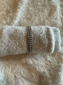 sterling silver small ball cuff - rope detail