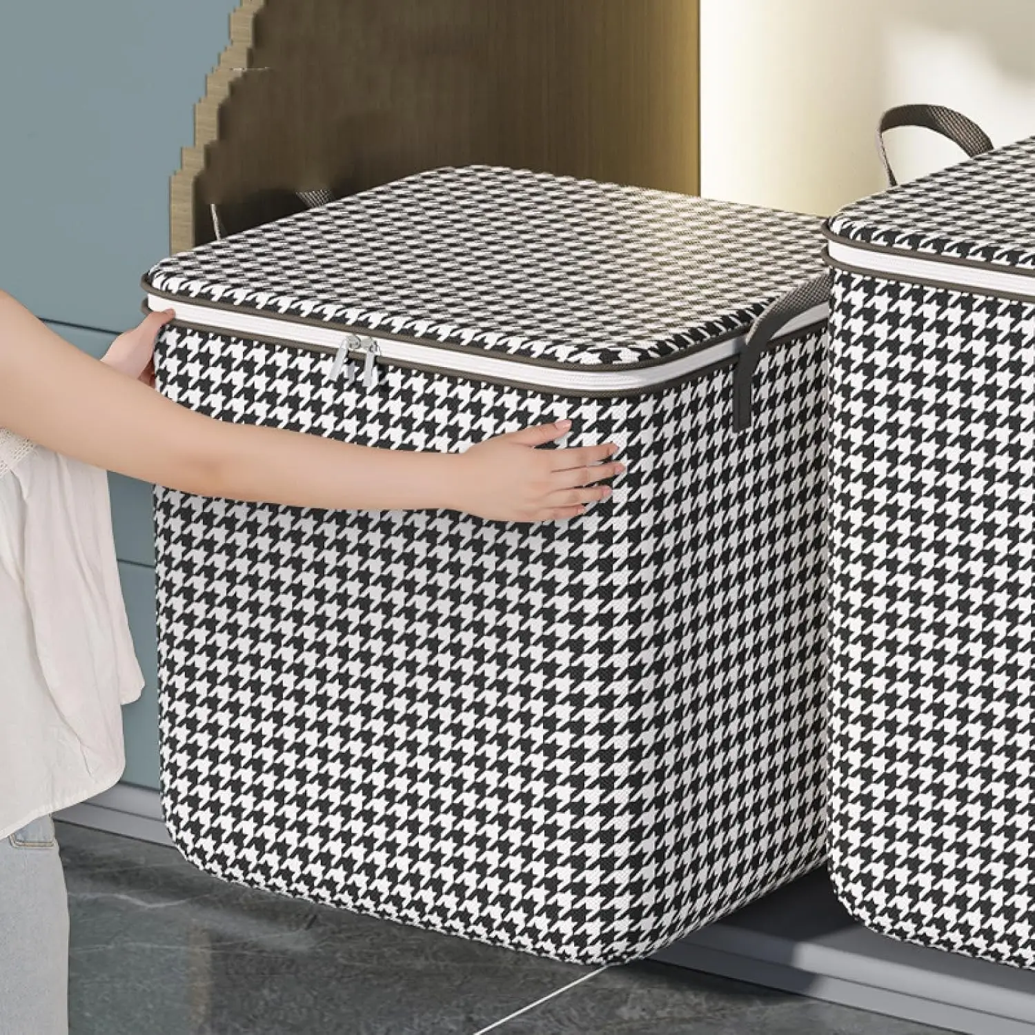 Houndstooth Pattern Space Saver Bags, 180L Multipurpose Storage Bags, 27.6x19.7x19.7in Clothes Organizers and Storage for Home Supplies
