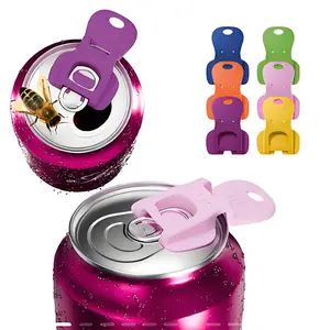 12/6 Pack Manual Easy Can Opener Soda Beer Can Openers Plastic Beverage Can Cover Protector for Pop Coke Aluminum Beverage Drink Shields for Can Colorful Can Tab Cover Soda Can Opener Tool Lid Kitchen Lid Kitchen Sturdy Utensils