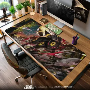 Umbreon Mouse Pad, Moonlit Battle Anime Desk Mat, Anime Mouse Pad, Desk Mat, pc accessories.