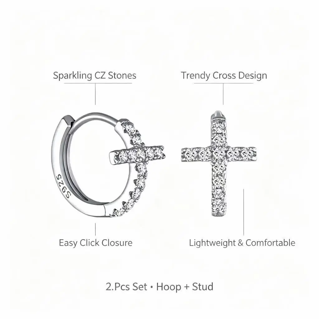 Rhinestone Cross Earrings