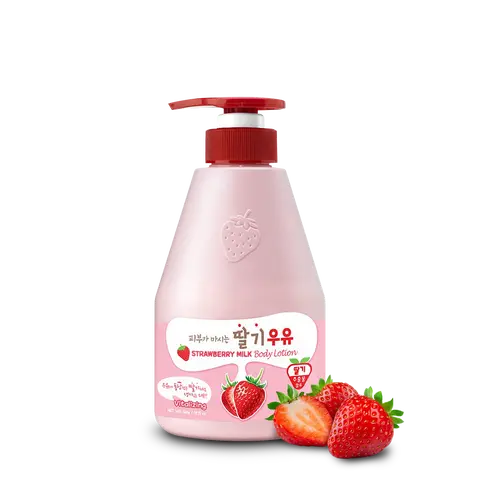 KWAILNARA Strawberry Milk Body Lotion (19.75 Fl Oz) – Deeply Hydrating & Lightweight Korean Body Lotion | Milk Protein, Royal Jelly, & Strawberry Extract for Smooth Skin | Paraben-Free & Non-Greasy