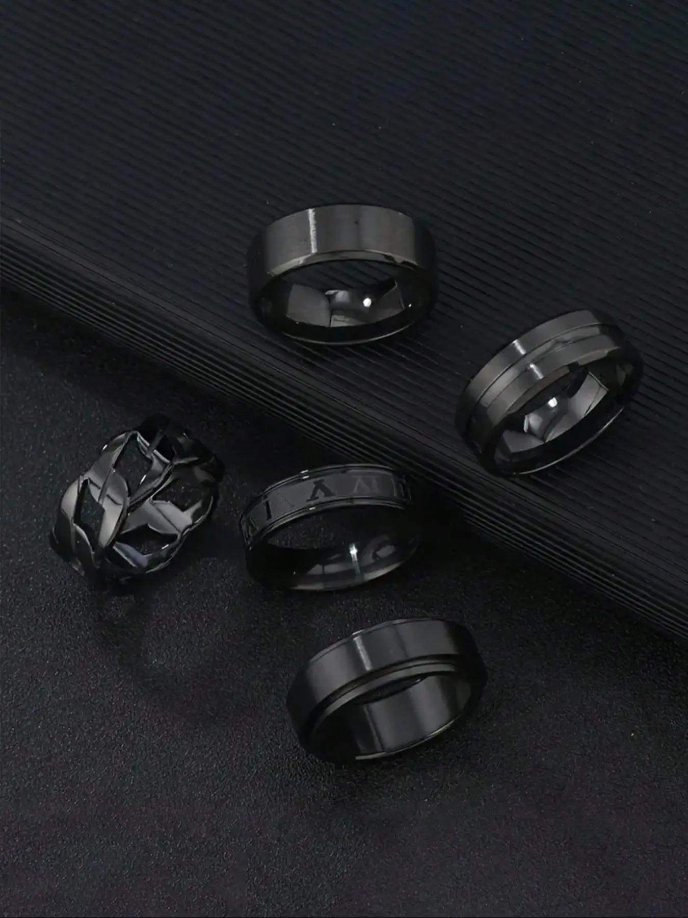 Men's Simple Style Plain Color Ring Set, Casual Trendy Ring Set, Fashion Accessories for Daily Wear, Trendy All-match & Exquisite Jewelry for Birthday Gift, Statement Rings, Statement Multi Ring, Stainless Steel Rings