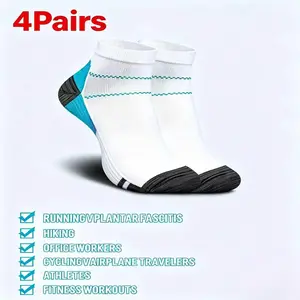4 Pairs Low-Cut Compression Socks,Breathable,Non-Slip Cuff,Arch Support,Moisture-Wicking,Reinforced Heel and Toe,Plantar Fasciitis Relief,for Running,Cycling,Gym Fitness,Sports and Daily