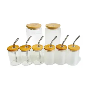 3.5 ounce Mini Libbey Glass Cups with bamboo lid and straw