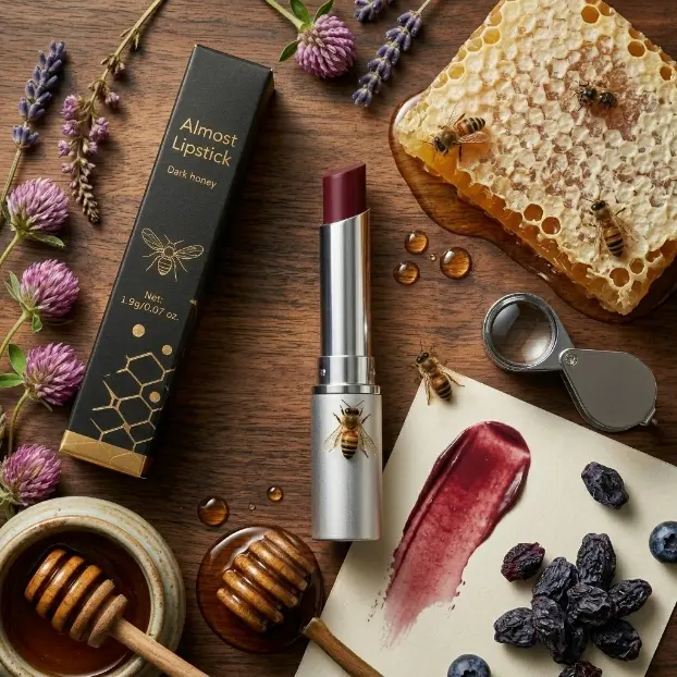 Dark Honey Tinted Lipstick - Sheer Hydrating Lip Balm for Dry Lips - Long-Lasting Moisturizing Lip Color, Nourishing Lipstick with Natural Honey Extract, Lip Gloss, Plumper, Daily Makeup Cosmetic Hydrate