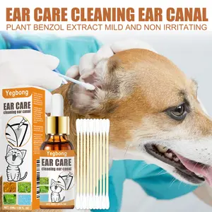 Yegbong Pet Ear Cleaning Solution with Cotton Swabs