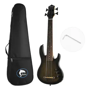 BATKING Fretless Beginner Electric Ukulele Bass instruments for Adult Kid Beginner, Uku bass with Gig bag 4 String electric evergreen guitars