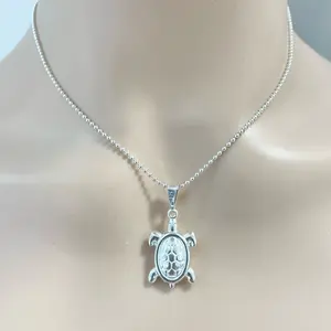 Sterling Silver 925 Turtle Necklace 16” Sea Jewelry