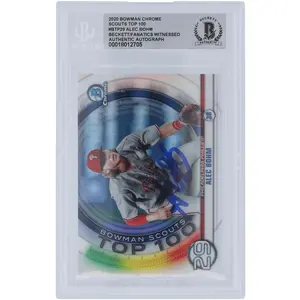Alec Bohm Philadelphia Phillies Autographed 2020 Bowman Chrome Scouts Top 100 #BTP-29 Beckett Fanatics Witnessed Authenticated Card - Fanatics Authentic Certified