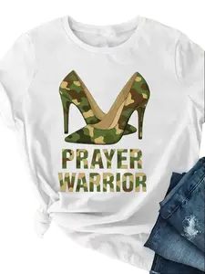 Men's Christian Prayer Warrior Camouflage Print T-Shirt - Breathable Fabric, Casual Style