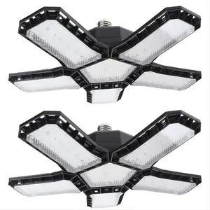 LED Garage Light, 5+1 Adjustable Foldable Panel Screw-In LED Lighting, Easy Installation for Ceiling Balcony, Garage, Workshop, Hallway, E26/e27 Socket, Adjustable Lights