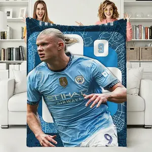 E-Erling H-Haaland Football Star 2026 Soft Warm Flannel Blanket Art for Bedroom Wall Living Room Decor Bed Picnic Office Gift Throws Sports Fan Memorabilia Home Decorative