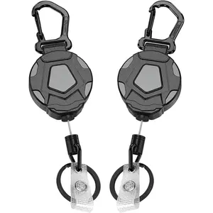 2-Pack Retractable Keychain, Heavy Duty Carabiner Badge Holder, Tactical ID Badge Reel Key Chain with 31.5" Steel Retractable Cord, 8.0 oz