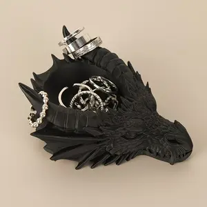 Gothic Dragon Head Jewelry Storage Tray, Dark Style Desktop Decor, Ring Necklace Display Plate, Practical Desk Organizer, Cool Decoration, Ring Holder