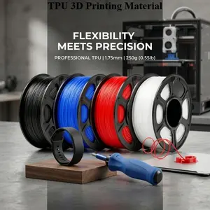 4-Pack High Elasticity Tpu 3D Printer Filament, Durable Tear-Resistant, 1.75mm 250g X 4, Precise Stable Diameter, Ideal for Wearable Accessories Printing