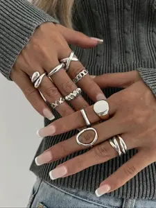 Elegant Women's Ring Set, Adjustable Stackable Statement Rings, Fashionable Hollow Design, Perfect for Parties Weddings Daily Wear, All-Season Stylish Accessory