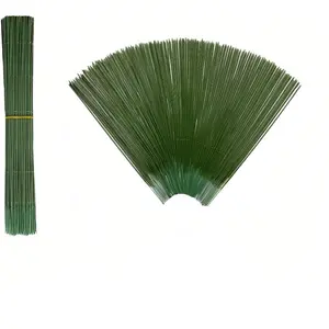 100 pcs Floral Stem Wire - Plastic Artificial Flower Green Stem Rod - Plant Stub Wire Green Florist Wires (16 inch / 40cm)