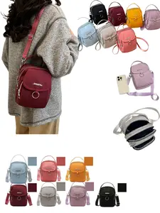Ultra-Lightweight Nylon Crossbody Bag, 3 Zippered Compartments, Adjustable Strap, Perfect for Phone and Essentials, Everyday Use