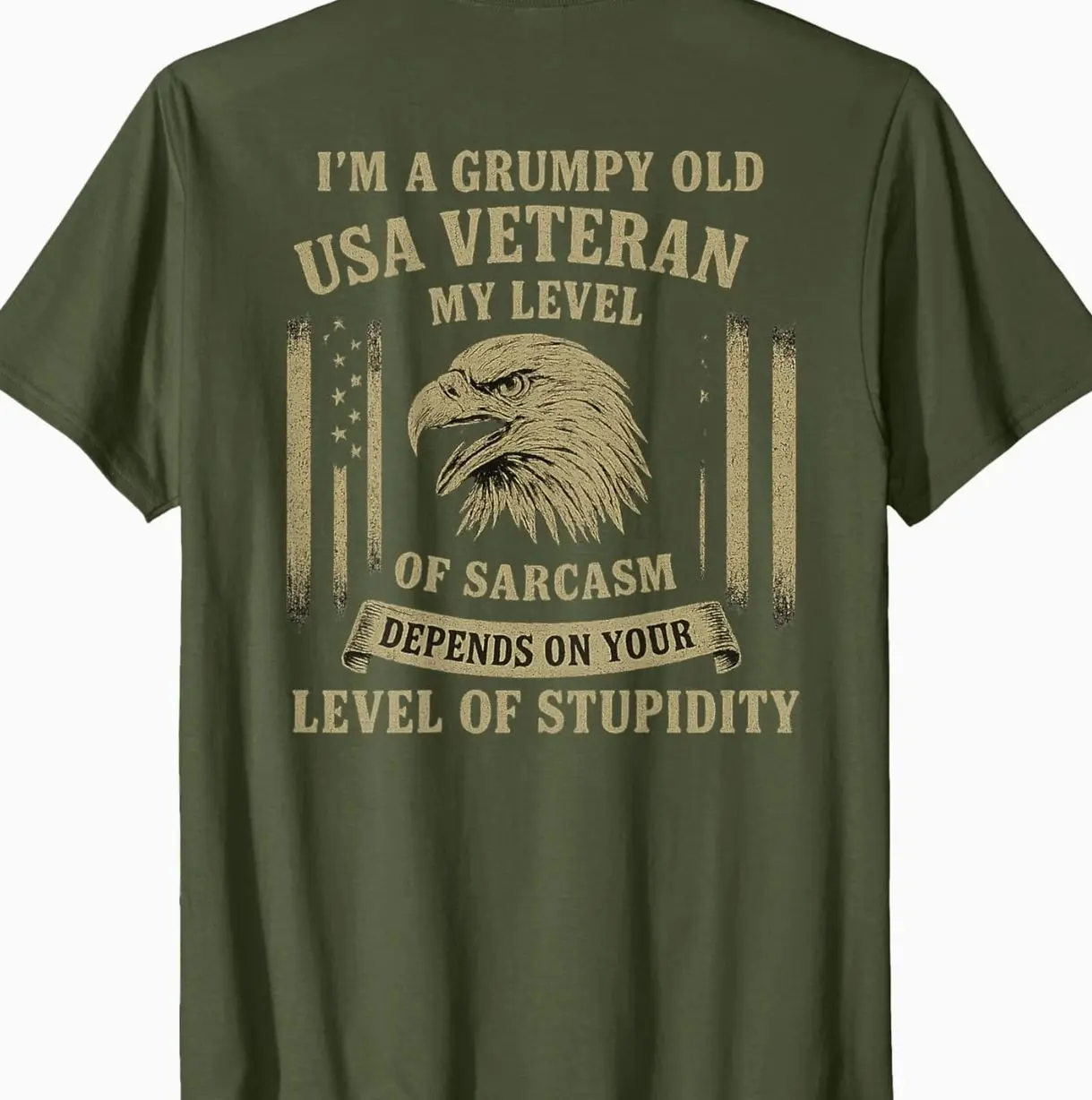 Grumpy Old USA Veteran Funny T-shirt for Men Patriotic Military Pride Veterans Day Trendy Gift for Veterans Short Sleeve Tees