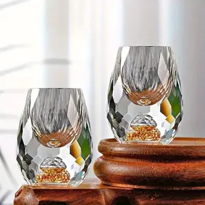 Gold Foil Crystal Shot Glass Set, Household Liquor Wine Cups With Wine Dispenser