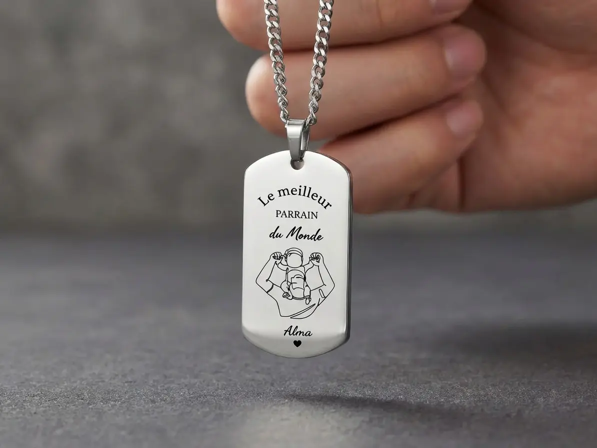 Personalized Engraved Dog Tag Necklace for Men, Custom Stainless Steel Pendant, Father’s Day Gift for Dad, Husband Boyfriend Necklace