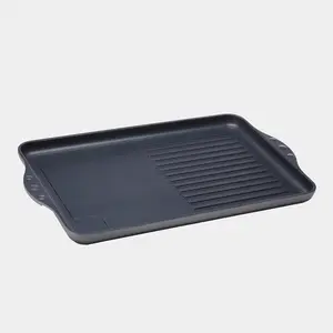 HD Nonstick 17" x 11" Double-Burner Grill/Griddle Combo - Recycled Aluminum, Patented Nonstick Coating, Compact & Versatile Stovetop Cooking Solution