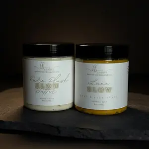 Luxe Glow Bundle Brightening Scrub & Hydrating Body Butter Duo 8 oz Each Moisturizer Cosmetic Care