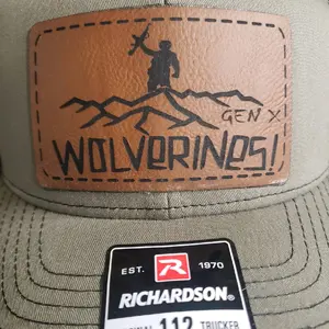 wolverines  Richardson hat with laser engraved leather patch