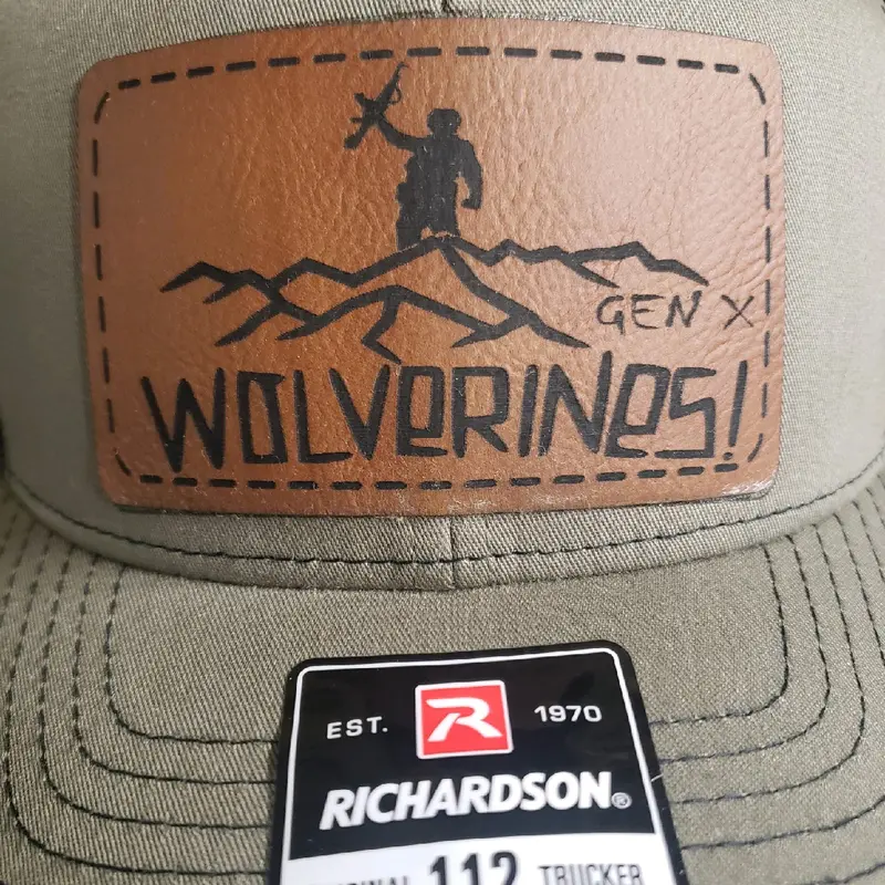 wolverines  Richardson hat with laser engraved leather patch