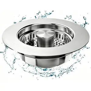 304 Stainless Steel Pop-Up Kitchen Sink Drain Stopper, 3-in-1 Filter with Silicone Seal Ring, Fits 3.5 Inch Standard Sink Drain sink drain strainer sus304