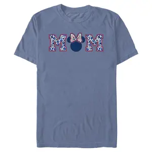 Disney Men's Short-Sleeve Minnie Mouse Mom Floral Bow Graphic Print T-Shirt, Menswear T-Shirt