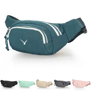Hynes Eagle Waist Bag Fanny Pack for Women Adjustable Strap Water-Repellent Polyester 3 Zippered Compartments for Gym Travel