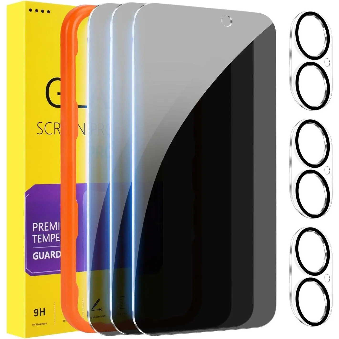 3 Pack for  17  Screen Protector with Camera Lens Protector Full Coverage Anti-Spy Tempered Glass Film 9H Hardness Easy Installation Bubble Free [6.3 inch]
