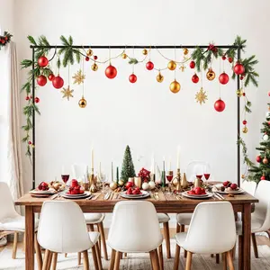 Over The Table Rod Stand with Clamps - Table Arch Stand Decorating Rod for Table Display, Square Table Top Arch- Banner Holder for Friendsgiving Birthday Graduation Decorations, 8FT