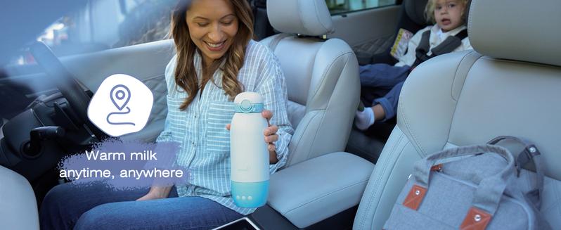 Portable Bottle Warmer - Cordless Travel Milk Warmer for Breastmilk/Formula with Precise Temperature Control and Memory Function